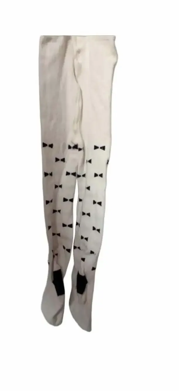 Wonder Nation Toddler Girls Cream and Black Bow Knit Tights Size 2T_K11